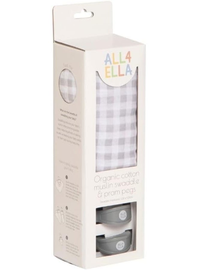 All4Ella Organic Cotton Muslin Swaddle & Pram Pegs Gift Set - Image 1